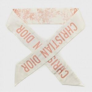 CHRISTIAN DIOR ⭐️cream and Pink silk toile de jouy mitzah Twilly scarf